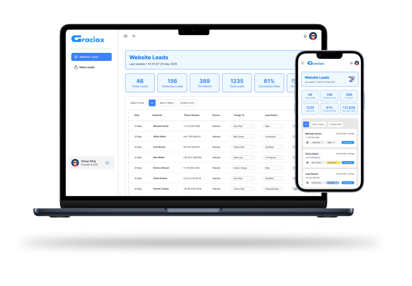 graciax crm modules and hrms launch